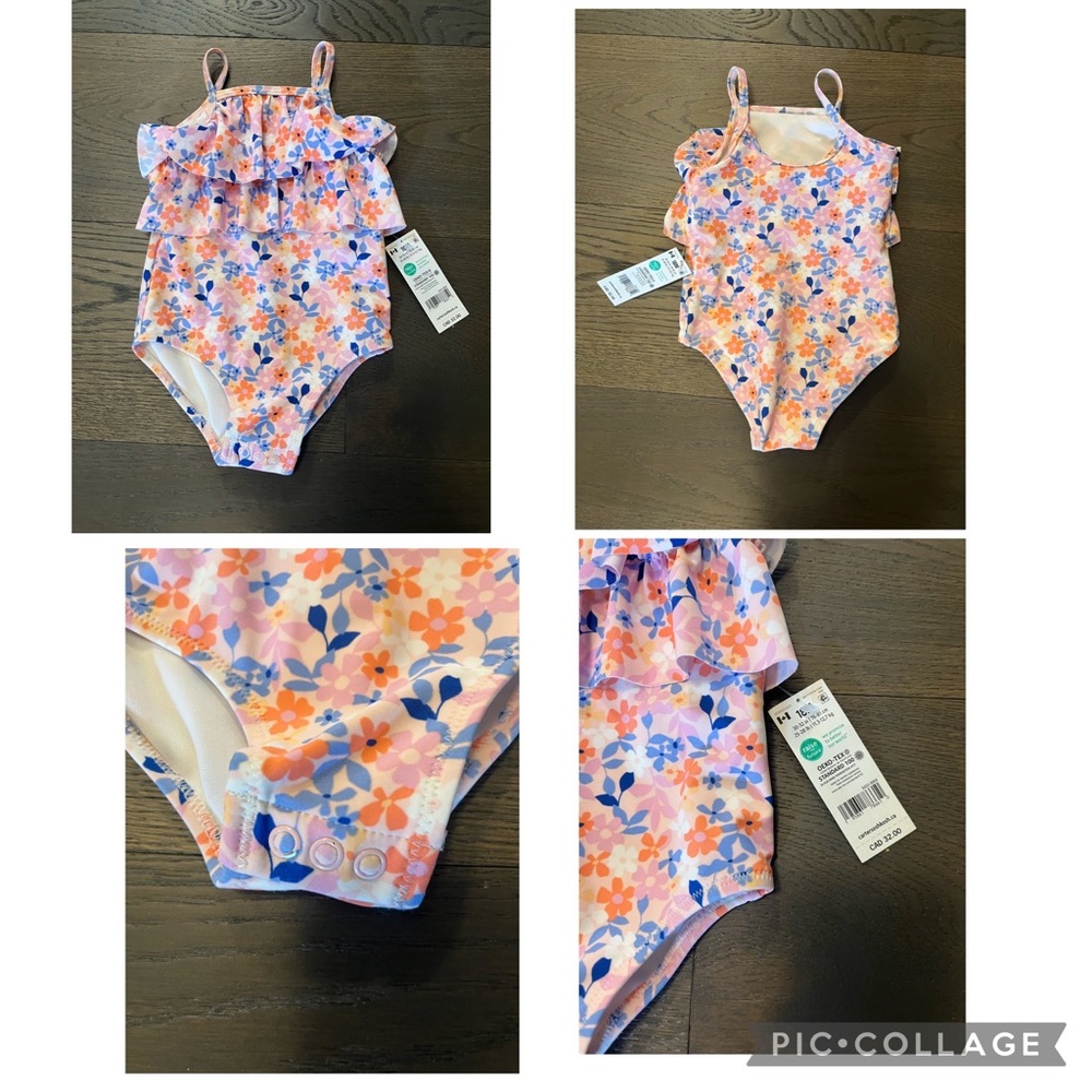 Carters floral girls swimsuit sz 18M retail $44 nwt